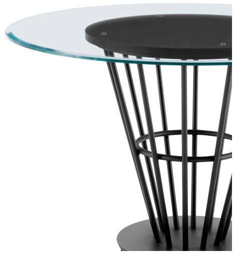 Armen Living Veronica Glass Top Round Dining Table with Black Base-3