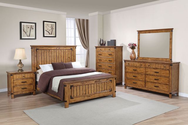 Coaster® Brenner 5-Piece Rustic Honey Queen Panel Bedroom Set-0
