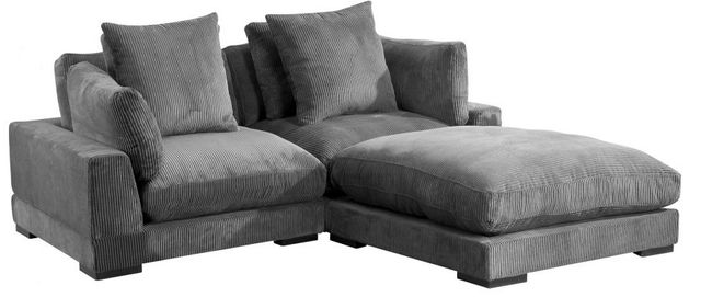 Moe's Home Collection Tumble Nook 3-Piece Charcoal L-Shaped Modular Sectional and Ottoman-0