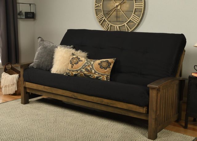 Kodiak Furniture Washington Suede Black/Rustic Walnut Queen Futon with Mattress-3