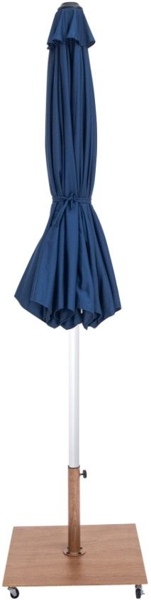 Meridian Furniture Amalfi Navy/White/Teak Aluminum Outdoor Patio Umbrella and Base-1