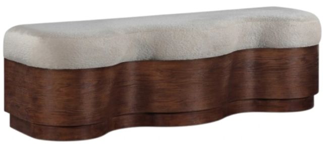 Meridian Furniture Savoy Beige/Walnut Upholstered Bench-0