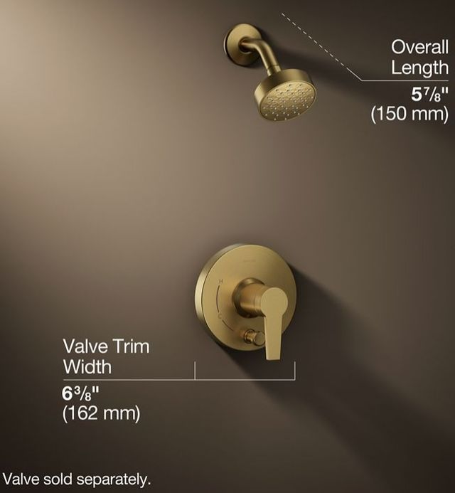 KOHLER® Pitch® Rite-Temp® Vibrant Brushed Moderne Brass 1.75 GPM Shower Trim Kit with Push-Button Diverter-2