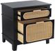 A & B Home Moskal Black Wooden Bedside Table with Two Rattan Drawers-4