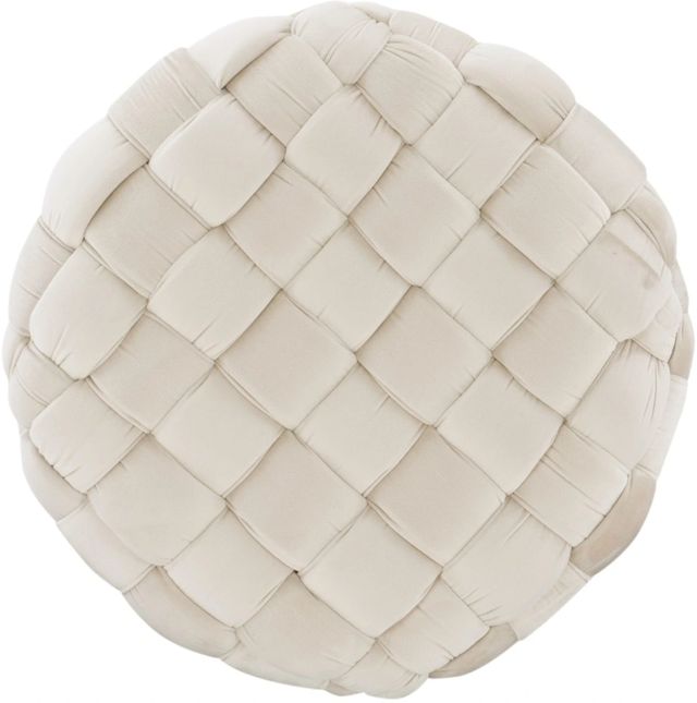 Powell® Scarlet Cream Round Ottoman Stool-3