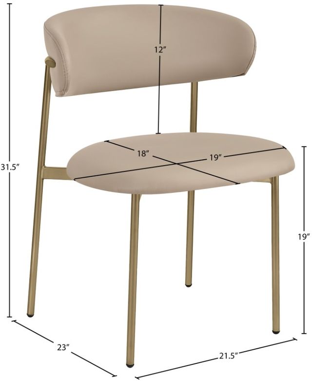 Meridian Furniture Lupita Taupe/Gold Vegan Leather Dining Chair-2