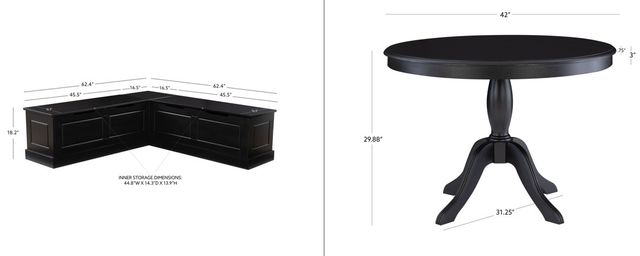 Linon Norah 2-Piece Black Dining Nook Set-2