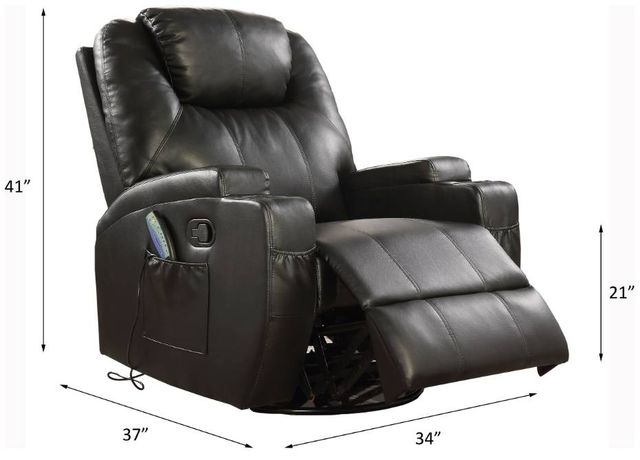 ACME Furniture Waterlily Black Manual Rocker Recliner with Swivel-2