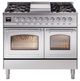 Ilve® Nostalgie II Noblesse 40'' Stainless Steel Pro Style Dual Fuel Range with Chrome Trim-0