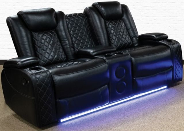 American Wholesale Furniture Omega Black Manual Reclining Console Loveseat-0
