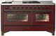 Ilve® Majestic III 60" Burgundy Pro Style Dual Fuel Natural Gas Range with French Top and Burnished Trim-0