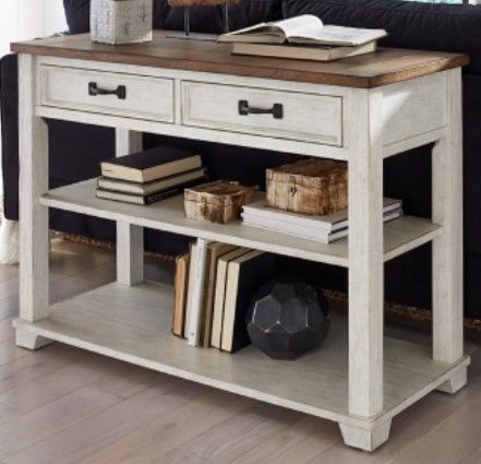 Null Furniture 5519 Rustic White/Toasted Almond Media Console-0