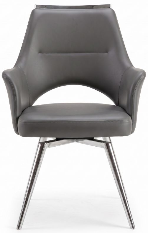 Cramco Ava Charcoal Gray/Chrome Swivel Dining Arm Chair-2