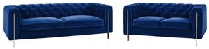 Steve Silver Co. Charlene 2-Piece Blue Velvet Living Room Seating Set