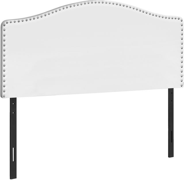 Monarch Specialties Inc. White Leather Look Queen Headboard-0