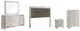 Signature Design by Ashley® Lonnix 5-Piece Silver Queen Upholstered Panel Headboard Bed Set-0