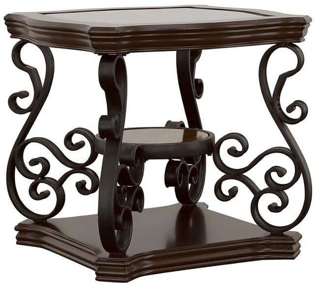 Coaster® Laney 2-Piece Tempered Glass Top Occasional Table with Dark Merlot Base Set-3