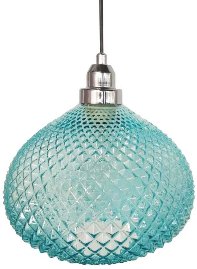 Adesso® Chrome Textured Glass Pendant-0