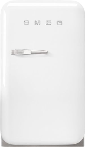 front view of the Smeg Retro Style 1.3 Cu. Ft. White Compact Refrigerator