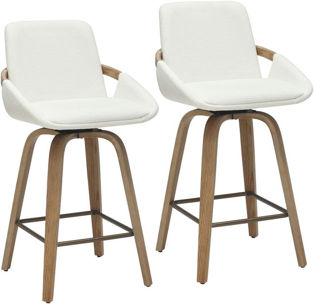 Worldwide Homefurnishings Inc. Parker 2-Piece Ivory/Whitewash Swivel Counter Stool Set-0