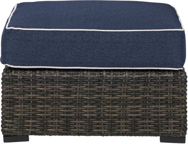 Signature Design by Ashley® Grasson Lane Brown/Blue Ottoman with Cushion-1