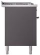 Ilve® Nostalgie II Noblesse 60'' Graphite Matte Pro Style Dual Fuel Range with Chrome Trim-2
