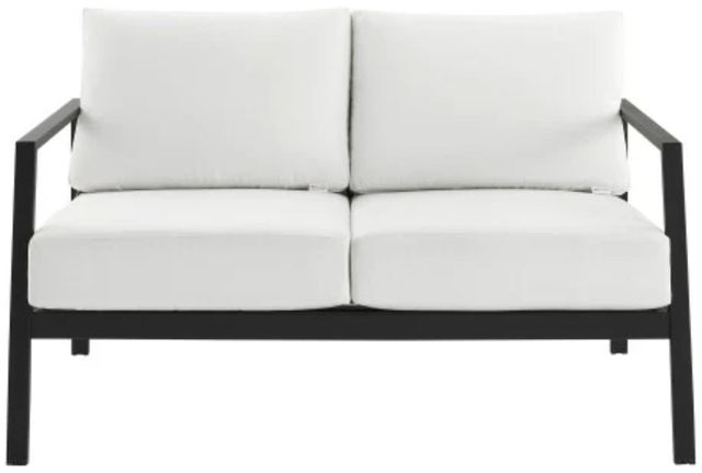 Linon Alora White/Black Aluminum/Fabric Outdoor Loveseat-2