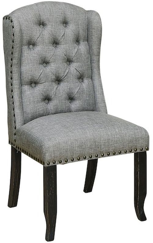 Furniture of America® Sania 2-Piece Antique Black/Light Gray Side Chair Set-0