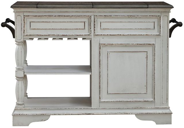 Liberty Furniture Magnolia Manor Antique White/Weathered Bark Bar Cart-4
