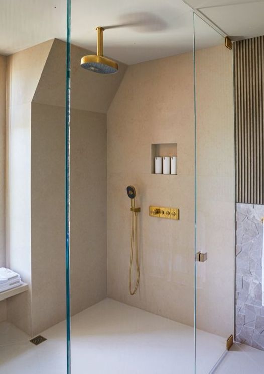 KOHLER® Anthem® Vibrant Brushed Moderne Brass 3-Outlet Recessed Mechanical Thermostatic Valve Control-2