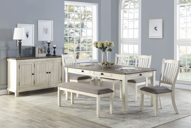 Homelegance® Granby Antique White Dining Table with Rosy Brown Top -3
