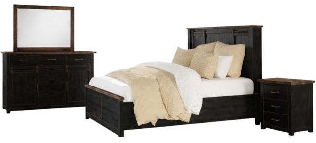 Jofran Inc. Madison County 4-Piece Vintage Black King Panel Bedroom Set-0