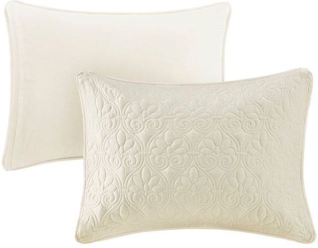 Olliix by Madison Park 3 Piece Cream Queen Quebec Fitted Bedspread Set-1