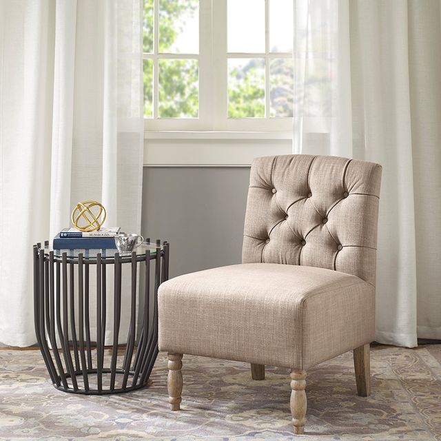 Olliix by Madison Park Beige Lola Tufted Armless Chair-1