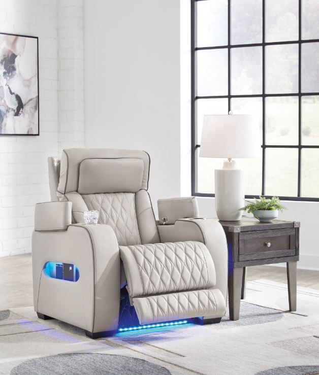 Signature Design by Ashley® Boyington Gray Power Recliner with Adjustable Headrest-4