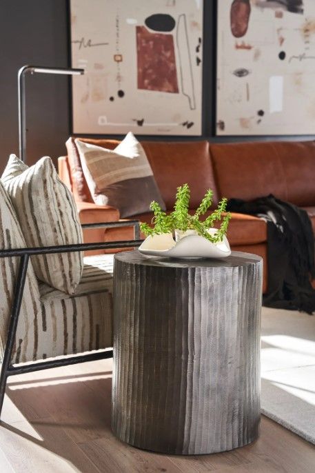 Universal Explore Home™ New Modern Asher Graphite Round End Table-1