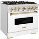 ZLINE Classic Autograph Edition 36" Satin Stainless Steel Pro Style Gas Range with White Matte Door and Polished Gold Accents-2