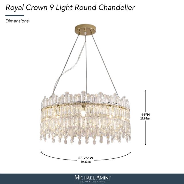Michael Amini® Royal Crown Clear 9-Light Round Chandelier-2