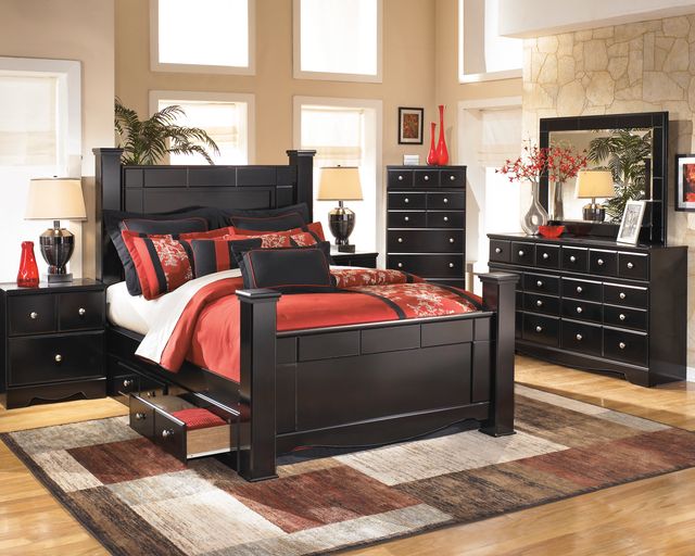 Signature Design by Ashley® Shay 2-Piece Almost Black Queen Poster Bed Set-3