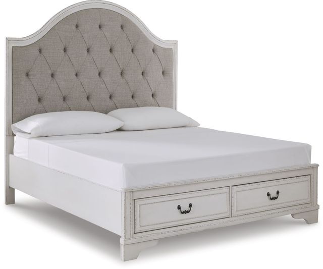Signature Design by Ashley® Brollyn Chipped White Queen Upholstered Panel Headboard-2