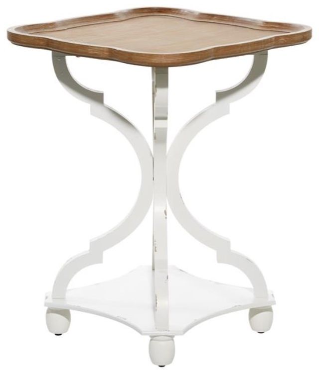 Deco Marche Brown End Table with White Base-1
