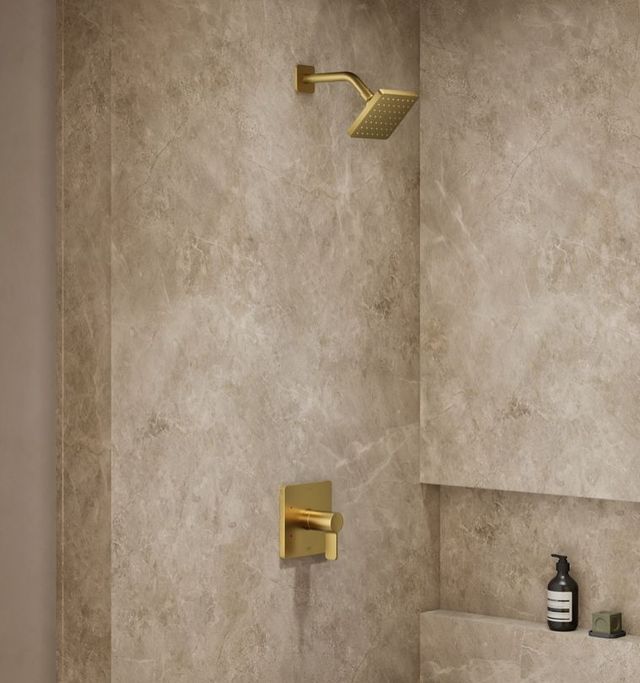 KOHLER® Parallel® Rite-Temp® Vibrant Brushed Moderne Brass 1.75 GPM Shower Trim Kit-1