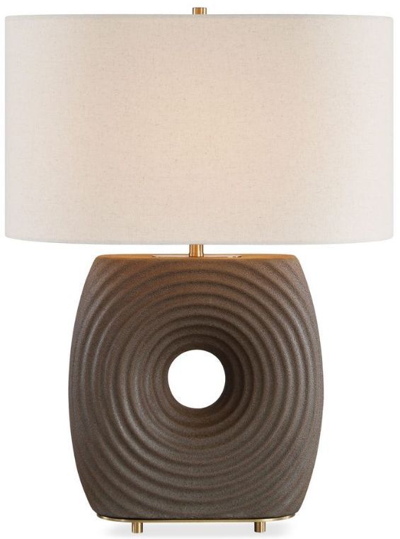 Uttermost® Geno Coffee Espresso Matte Concentric Ribbed Table Lamp-3