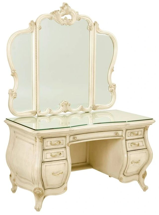 Michael Amini® Platine De Royale Champagne Vanity Desk and Mirror-0