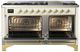 Ilve® Majestic III 60" Antique White Pro Style Dual Fuel Natural Gas Range with Solid Door and Brass Trim-1