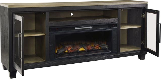 Signature Design by Ashley® Foyland Black/Brown Electric Fireplace TV Stand-2
