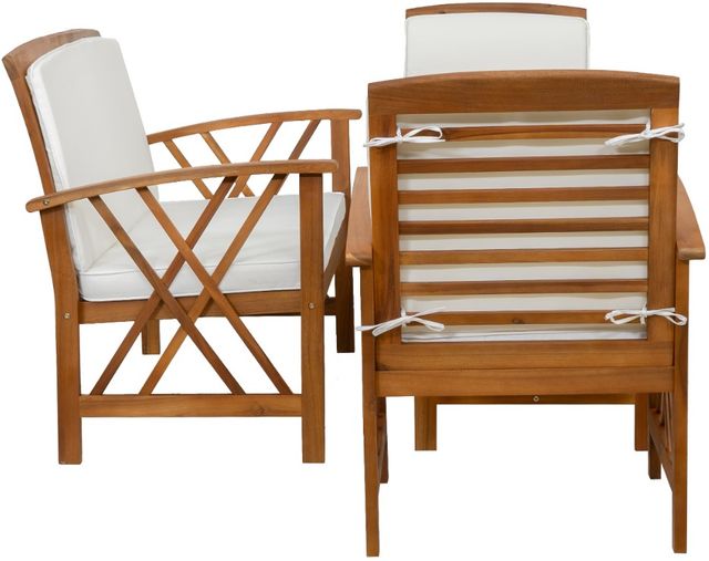 Linon Topsail 4-Piece Brown/White Fabric/Wood Outdoor Conversation Set-3