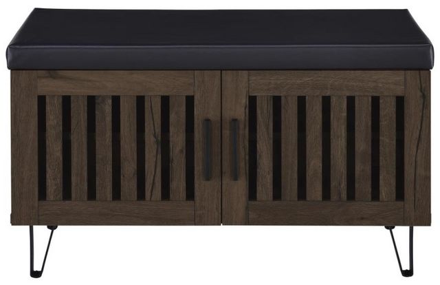 Coaster® Brixton Black/Smoked Oak Entryway Shoe Storage Bench-2