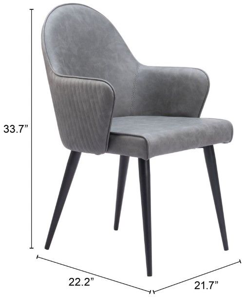 Zuo® Modern Silloth Gray/Black Dining Arm Chair-1