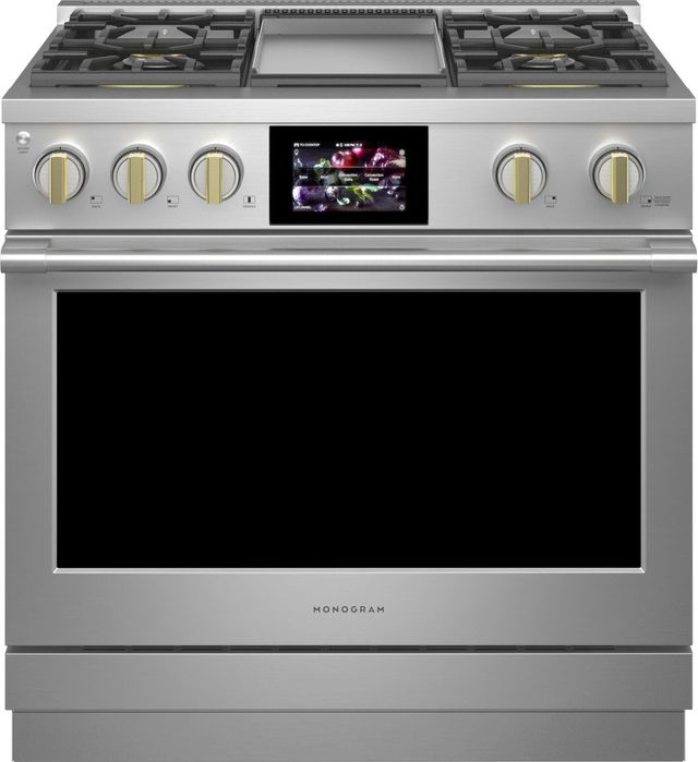Monogram® Statement Collection 36" Stainless Steel Pro Style Dual Fuel Natural Gas Range-1